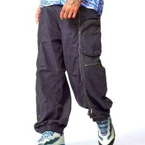 BDG Urban Outfitters Pants Satin Flight Cargo Zip Leg Baggy Dark Gray Size XL